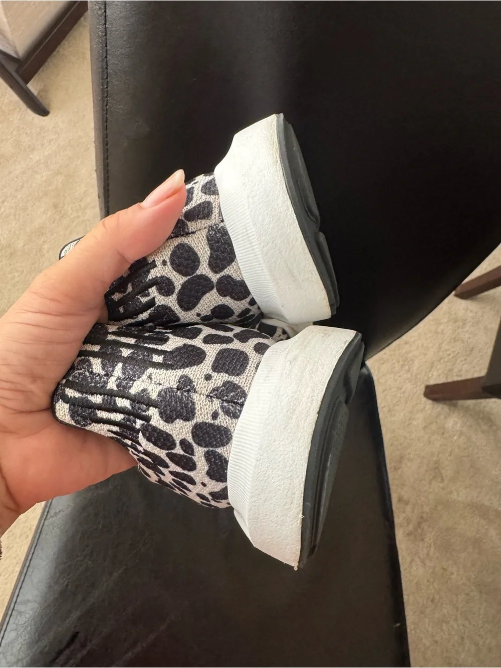 adidas Black & White Leopard-Print Trainers